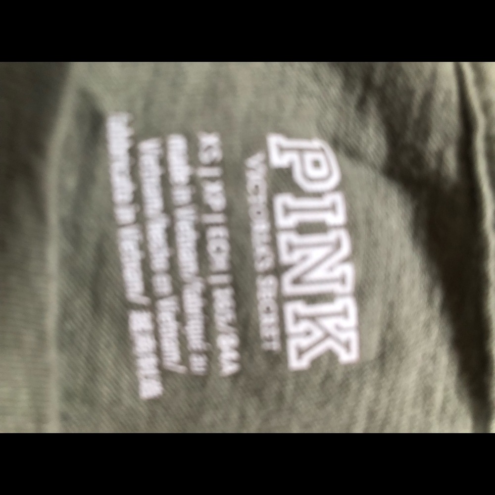 VS Pink Crew Neck Green Peach Print Basic tee xs - Picture 3 of 4